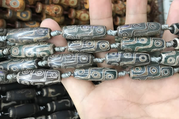 CAA2678 15.5 inches 9*29mm - 10*30mm rice tibetan agate dzi beads