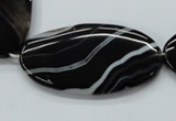 CAA268 15.5 inches 25*48mm oval black line agate gemstone beads