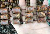 CAA2684 15.5 inches 14*19mm - 15*20mm bone tibetan agate dzi beads