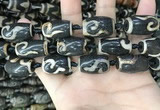 CAA2686 15.5 inches 13*22mm - 14*25mm drum tibetan agate dzi beads