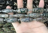 CAA2687 15.5 inches 12*30mm - 14*30mm rice tibetan agate dzi beads