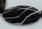 CAA269 15.5 inches 30*55mm oval black line agate gemstone beads