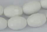 CAA27 15.5 inches 15*20mm faceted rice white agate gemstone beads