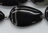 CAA270 15.5 inches 25*40mm flat teardrop black line agate beads