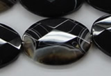 CAA275 15.5 inches 18*25mm faceted oval black line agate beads