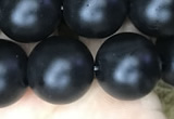 CAA2765 15.5 inches 12mm round matte black agate beads wholesale