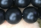 CAA2766 15.5 inches 14mm round matte black agate beads wholesale