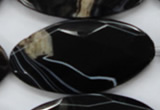 CAA277 15.5 inches 30*60mm faceted oval black line agate beads