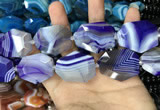 CAA2771 25*32mm - 27*35mm faceted freeform line agate beads