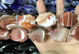 CAA2773 25*32mm - 27*35mm faceted freeform line agate beads