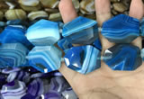 CAA2774 25*32mm - 27*35mm faceted freeform line agate beads