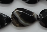 CAA278 15.5 inches 23*30mm faceted teardrop black line agate beads