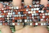 CAA2818 15 inches 4mm faceted round fire crackle agate beads wholesale