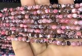 CAA2836 15 inches 4mm faceted round fire crackle agate beads wholesale