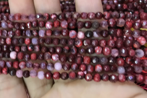 CAA2839 15 inches 4mm faceted round fire crackle agate beads wholesale