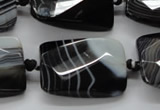 CAA287 22*30mm twisted & faceted rectangle black line agate beads