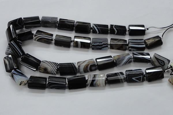 CAA289 15.5 inches 15*20mm faceted cuboid black line agate beads