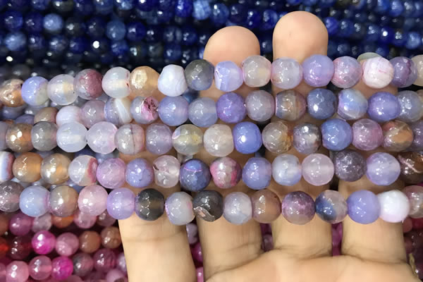 CAA2962 15 inches 8mm faceted round fire crackle agate beads wholesale