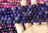 CAA2963 15 inches 8mm faceted round fire crackle agate beads wholesale