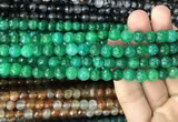 CAA2967 15 inches 8mm faceted round fire crackle agate beads wholesale