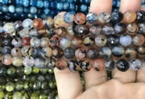 CAA2970 15 inches 8mm faceted round fire crackle agate beads wholesale