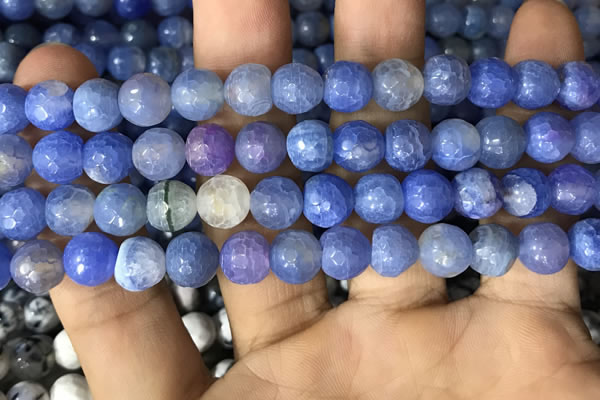 CAA2980 15 inches 8mm faceted round fire crackle agate beads wholesale