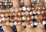 CAA2982 15 inches 8mm faceted round fire crackle agate beads wholesale