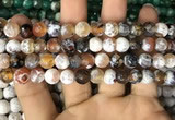 CAA2986 15 inches 8mm faceted round fire crackle agate beads wholesale