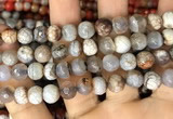 CAA2988 15 inches 8mm faceted round fire crackle agate beads wholesale