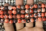 CAA2992 15 inches 8mm faceted round fire crackle agate beads wholesale