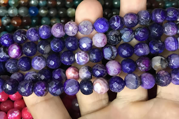 CAA2996 15 inches 8mm faceted round fire crackle agate beads wholesale