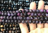 CAA3015 15 inches 8mm faceted round fire crackle agate beads wholesale