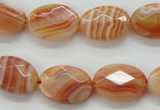 CAA302 15.5 inches 13*18mm faceted oval red line agate beads