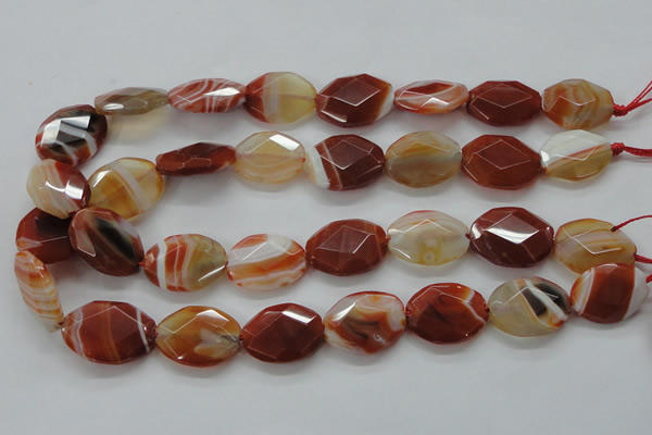 CAA303 15.5 inches 18*25mm faceted oval red line agate beads