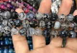 CAA3049 15 inches 10mm faceted round fire crackle agate beads wholesale