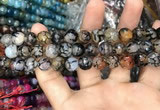 CAA3050 15 inches 10mm faceted round fire crackle agate beads wholesale