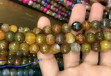 CAA3053 15 inches 10mm faceted round fire crackle agate beads wholesale