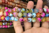 CAA3054 15 inches 10mm faceted round fire crackle agate beads wholesale