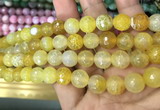 CAA3067 15 inches 10mm faceted round fire crackle agate beads wholesale