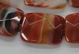 CAA308 15.5 inches 22*30mm faceted rectangle red line agate beads