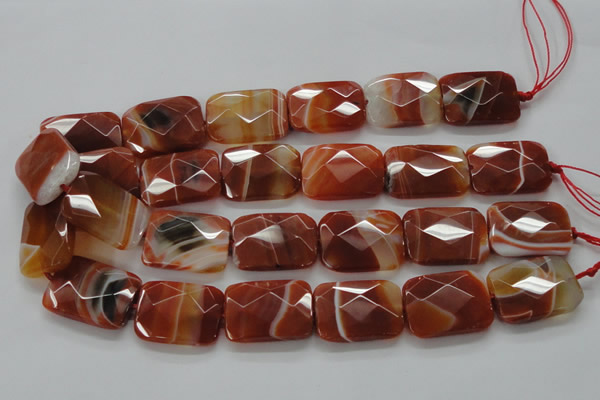 CAA308 15.5 inches 22*30mm faceted rectangle red line agate beads