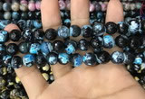 CAA3088 15 inches 10mm faceted round fire crackle agate beads wholesale