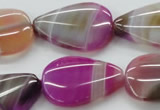 CAA312 15.5 inches 22*30mm flat teardrop fuchsia line agate beads