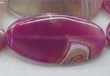 CAA313 15.5 inches 30*60mm oval fuchsia line agate beads