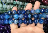 CAA3133 15 inches 12mm faceted round fire crackle agate beads wholesale