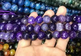 CAA3134 15 inches 12mm faceted round fire crackle agate beads wholesale