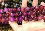 CAA3137 15 inches 12mm faceted round fire crackle agate beads wholesale