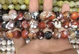 CAA3141 15 inches 12mm faceted round fire crackle agate beads wholesale