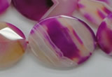 CAA315 15.5 inches 20*26mm faceted oval fuchsia line agate beads