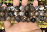 CAA3152 15 inches 12mm faceted round fire crackle agate beads wholesale